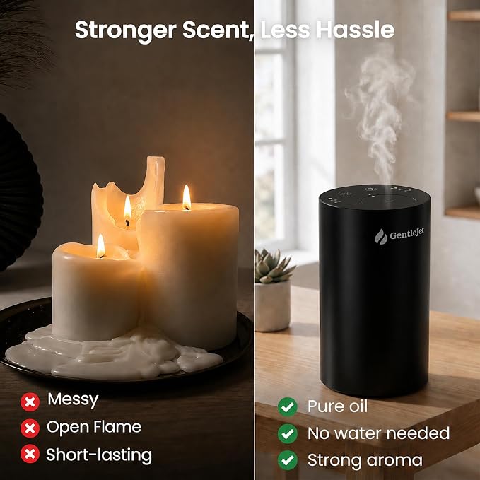 GentleJet LiteMist Waterless Rechargeable Aroma Diffuser for Bedroom, Office & Car, Cold-Air Essential Oil Mist, Aluminum Body, 20ml