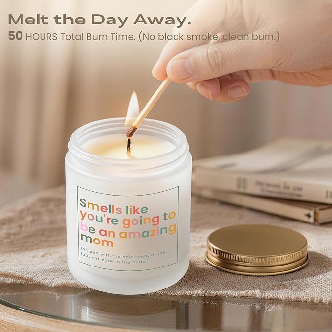 New Mom Gifts, Gift for New Moms, Mothers Day Gifts for Mom, Mothers Gift After Birth -7 OZ Lavender Soy Wax Candle