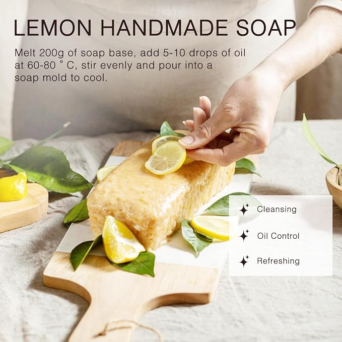Lemon Essential Oil 100ML, 100% Pure Natural Lemon Oils Premium Grade Aromatherapy Oil for Hair Skin Body Care, Diffuser, Massage, Home, Soap and Candle Making
