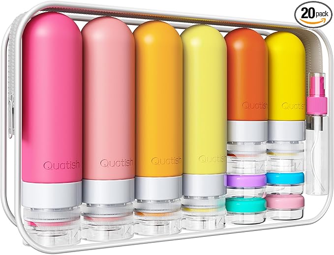 20 Pack Travel Bottles for Toiletries, Original Patented, TSA Approved Travel Size Containers, Leak Proof Silicone Shampoo and Conditioner Bottles Women & Men, Airplane Cruise Essentials, Macaron