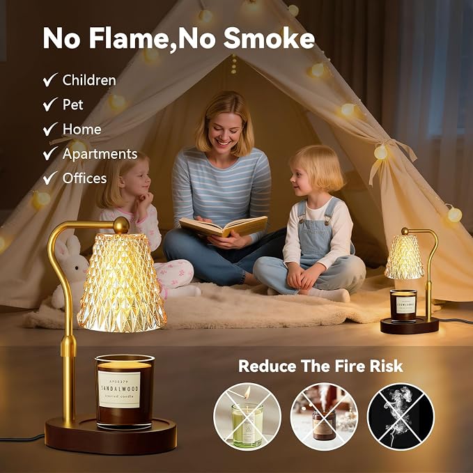 Candle Warmer Lamp with Timer Dimmable, Birthday Gifts for Women Mom, House Warming Gifts New Home Decor, Wax Melt Warmer for Jar Candles with 2 Bulbs