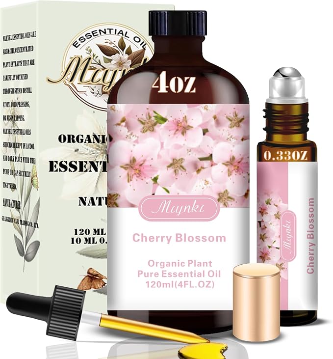 Cherry Blossom Essential Oil, Cherry Blossom Oil for Diffuser, Humidifier, DIY Candle, Soap, Floral Scent, Home, Gift Ready,Cherry Blossom Fragrance Oil - MLYNKL Essential Oils (4.33 fl oz / 130ml)