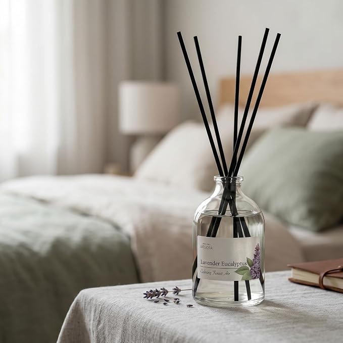 Reed Diffuser Set for Bathroom & Home, Long Lasting Essential Oil Aroma, Glass Bottle Home Fragrance with Sticks, Ideal Gift for Woman