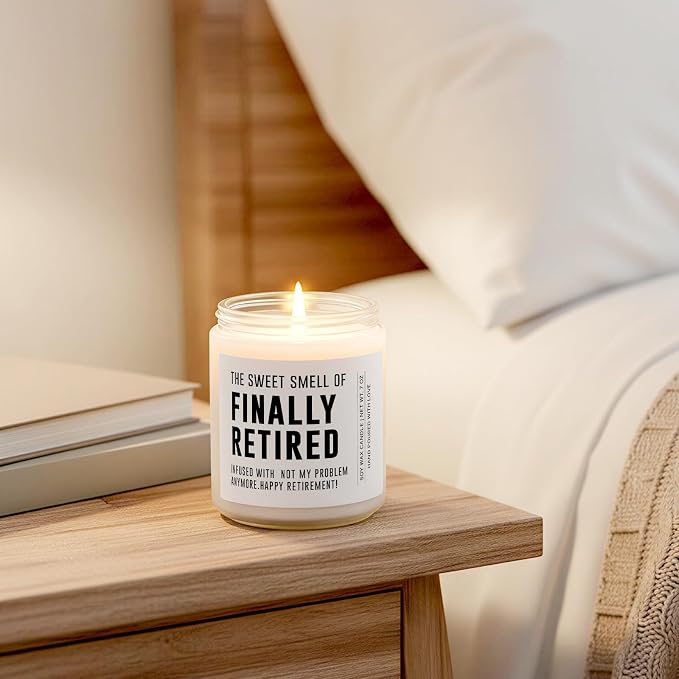 Retirement Gift for Woman Man, Retired Gifts for Women Men, Coworker, Teacher, Nurse, Friends and Family, Funny Retirement Candle Decoration, Lavender Soy Wax Candle 7Oz