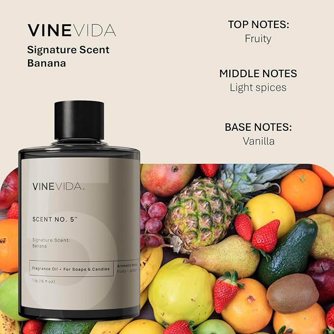 VINEVIDA [16oz] Banana Fragrance Oil for Candle Making and Soap Making - Premium Candle Scents for Soy Candles