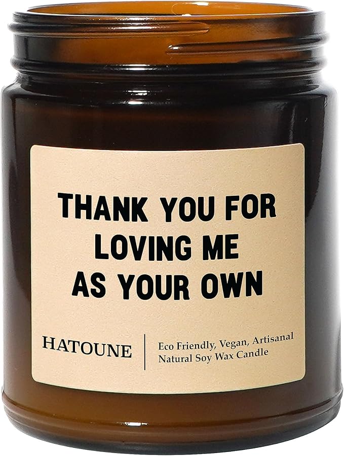 Fresh Coffee Scented Soy Candle, Thank You for Loving Me As Your Own, Made in USA, Hand Crafted, 40-50 Hour Burn Time, 7.2 oz Amber Jar