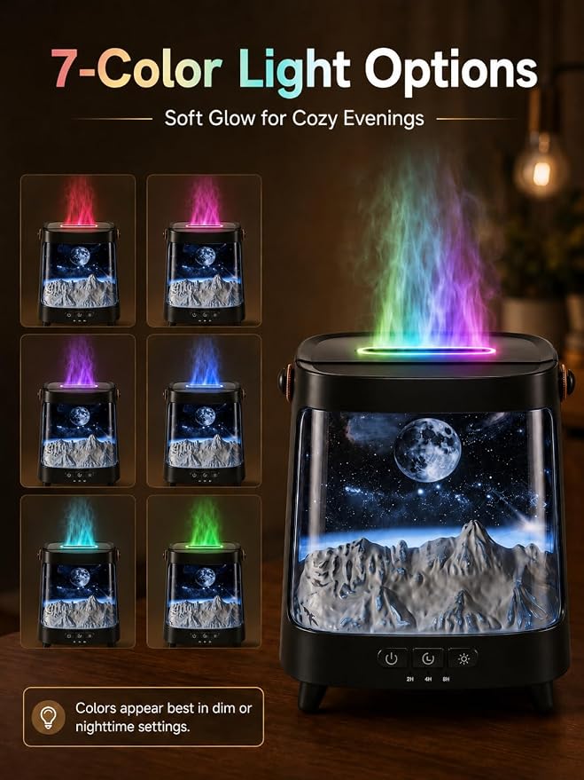 Starry Aroma Diffuser with Remote Control, 200ml Quiet Small Essential Oil Diffuser with 7 Color Soft Glow Night Light, 2 Mist Modes, 3 Timers, Auto Shut-Off, Home Relaxation Gift for Girls Women