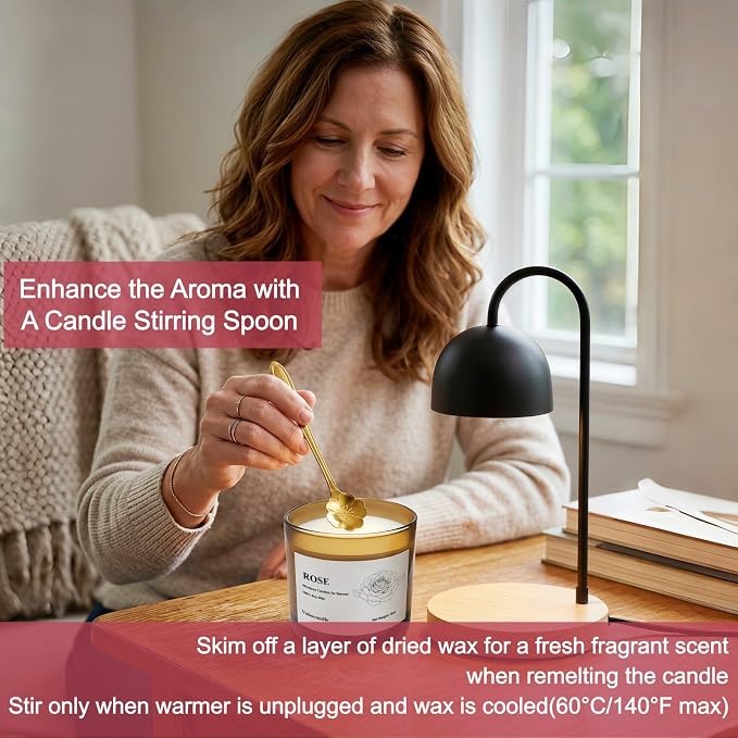 VOHO Rose Wickless Candles for Candle Warmer Lamp, 9oz Soy Candle with Stirring Spoon & Lid, Wickless Rose Aroma Ideal for Candle Lamp, Candles Gifts for Women Mothers Day Birthday Home
