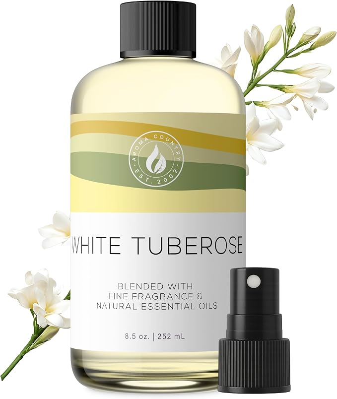 Aroma Country White Tuberose Luxury Diffuser Oil Refill & Fragrant Room Spray for Reed Diffusers, Electric Machines, and Oil Warmers (8.5 Fl. oz)