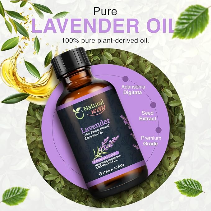 Lavender Essential Oil - Pure Aromatherapy Oil for Diffusers, Hair Growth, Skin, Scalp Care, Massage | Refreshing Hair Oil for Women & Men | Natural Essential Oil for Diffuser | 4 Fl Oz (120 mL)