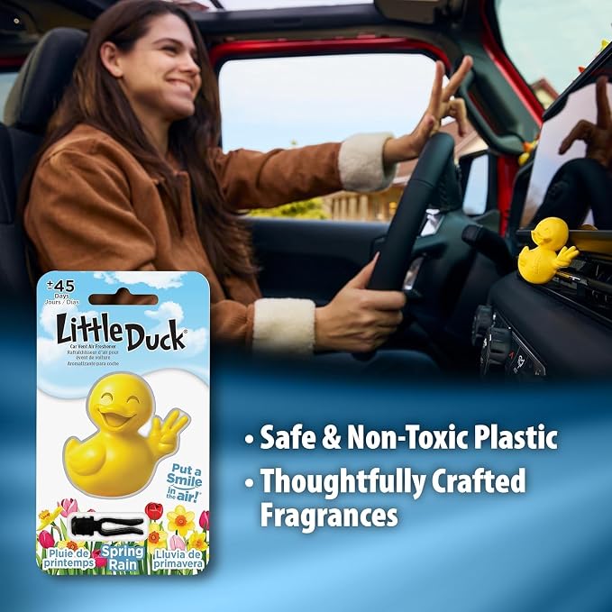 Little Duck 96633-6PK Spring Rain Car Air Freshener Vent Clip Provides Long-Lasting Freshness in a Compact Design, Fights Odors for up to 45 Days, Fun Car Odor Eliminator, Non-Toxic, Pack of 6