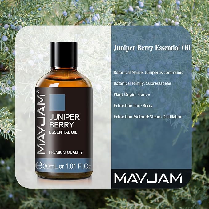 Juniper Berry Essential Oil 30ML/ 1.01FL.OZ, MAYJAM Pure Juniper Berry Oil for Massage, Diffuser, Soap Making, Long Lasting Scents