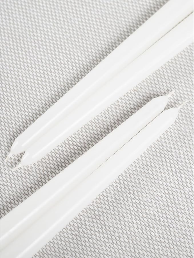 CANDWAX 8 inch White Taper Candles Set of 4 - Unscented Dripless Tapers - Smokeless Christmas Tapers - 6 Hours Burning Time Tapered White Candlesticks - Christmas Candle Sticks