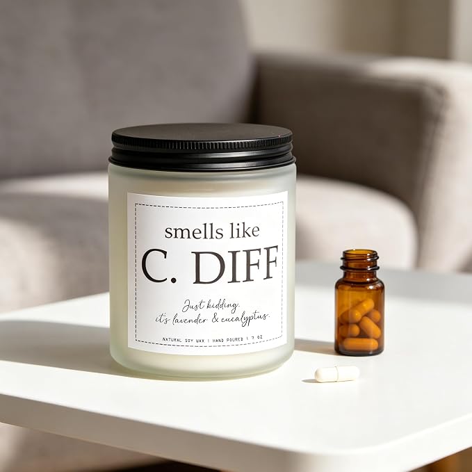 “Smells Like C.Diff” Candle, Nurse Gifts for Women, Nurse Practitioner Gifts for Women, Lavender & Eucalyptus, 100% Soy Wax, 7OZ