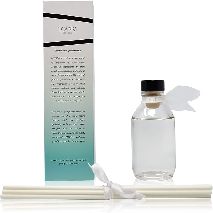 Summer Linen Diffuser Set, Guest Bathroom, Home Fragrance, Spa Scent | Fresh soft cotton, white peach, and clean lavender profile, decorative glass bottle, powder room, entryway, office shelf