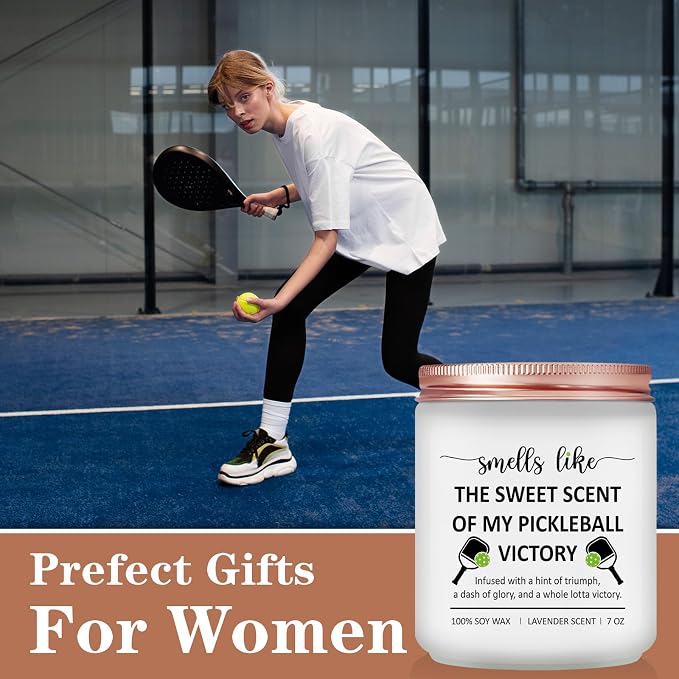 Pickleball Gifts for Women, Men - Pickle Ball Accessories - Cool Funny Sports Gifts for Pickleball Players, Lovers - Lavender Scented Candle