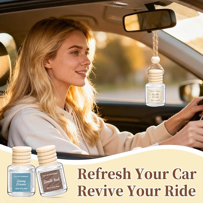 6 Pack Car Air Freshener - Mothers Day Gift for Her, Hanging Air Freshener Essential Oil Diffuser, Romantic Car Scents Cute Auto Decor Birthday Gifts for Women/Men