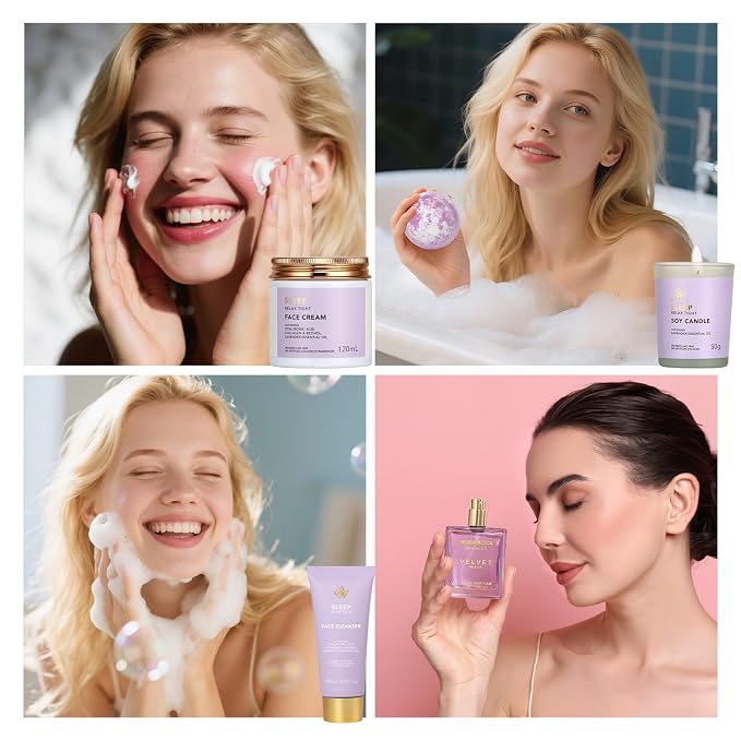 25 Pcs Mother's Day Gift, Lavender Bath & Body Gift Basket Set for Women, Hydrating Skin Care Set, Self Care Home Spa Gifts, Cosmetic Bag, Necklace, Christmas, Birthday, Anniversary, Wife