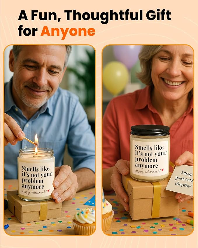Retirement Gift for Woman, Men, Funny Retired Candle, Happy Farewell Party Decorations 2026, Best Retirement Gifts for Women, Men, Friends, Coworker, Teacher, Boss, Nurse, Colleague, Staff