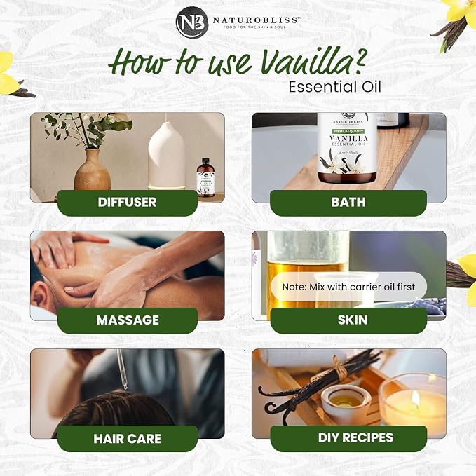 NaturoBliss Vanilla Essential Oil (4oz) Premium Quality