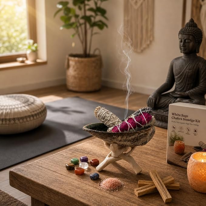 TOMOKO White Sage Smudge Product (Chakra Healing Kit), Healing, Purifying, Meditating, Incense & Cleansing!