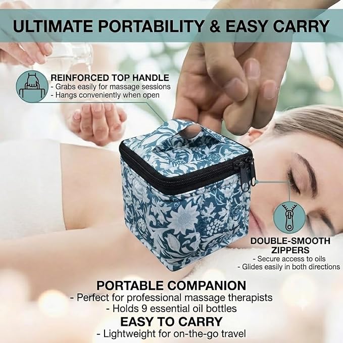 9 Bottles Essential Oil Carrying Case with Thick Foam Protection, Portable and Shockproof Organizer for 5ml to 10ml,15ml Bottles, Nail Polish, Roller Balls and Travel (Aqua Green)