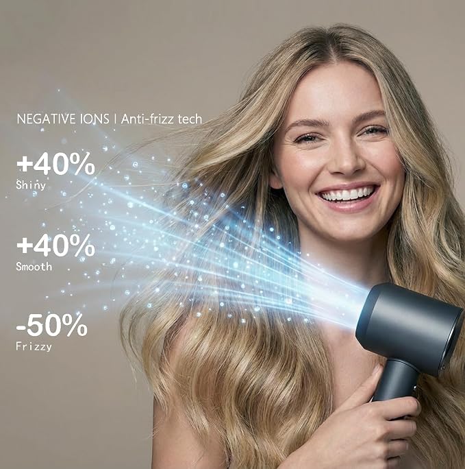 STFF ion Hair Dryer high Speed brushless Motor with Blow Dryer Diffuser,1400W Ultra-Fast Dryer,Ultra-Ligh, Low Noise,Intelligent LCD Display,for Women/Children