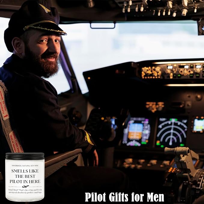 Pilot Gifts for Men & Women - Funny Aviation Gifts, Scented Candle for Flight School Graduation, Student Pilot, Retirement, Unique Airplane Decor for Dad, Boyfriend, New Aviator