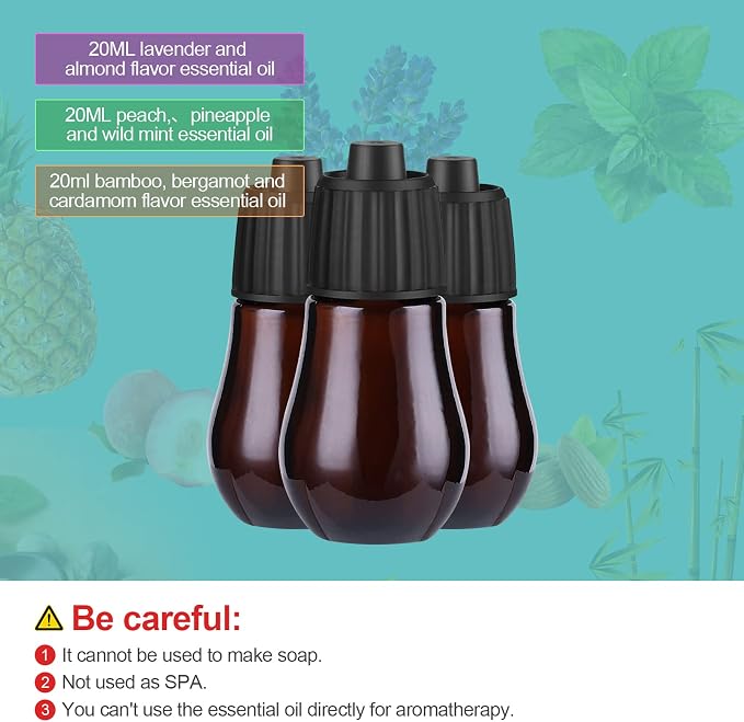 HAPPTWS 3-Pack Essential Oil Kit - Diffuser Oil Use to HAPPTWS Waterless Diffuser