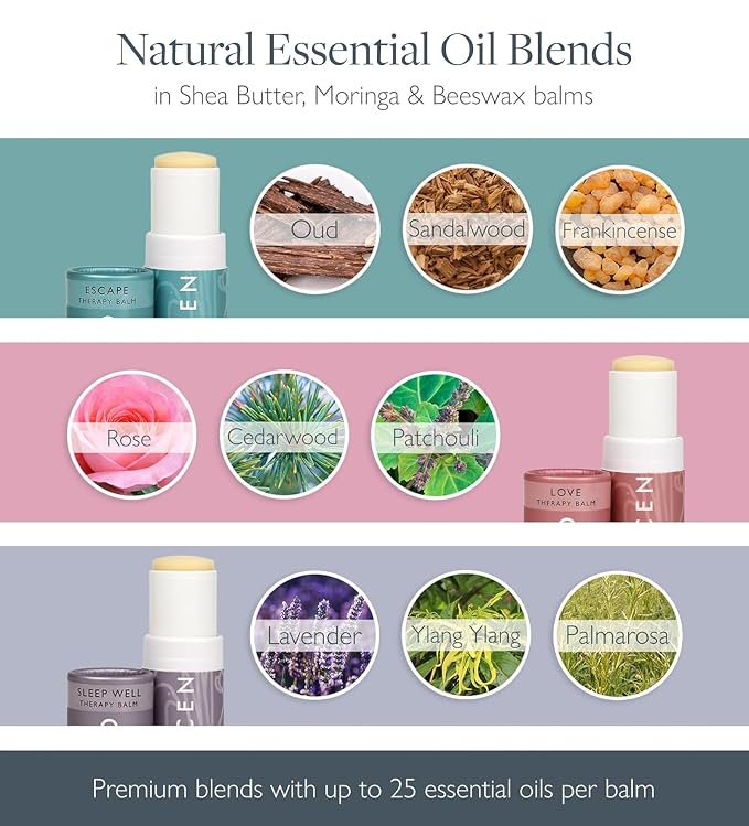 Scentered Aromatherapy Balm Gift Set - Be Kind to Yourself (Pack of 3) - Sleep Well, Escape, Love - Lavender, Cedarwood, Ylang Ylang Essential Oils - Relaxing Gifts for Women