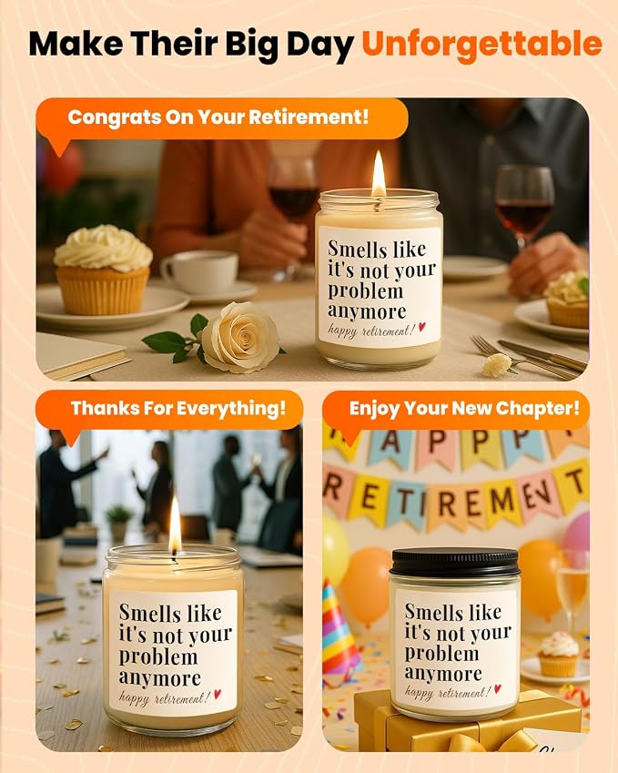 Retirement Gift for Woman, Men, Funny Retired Candle, Happy Farewell Party Decorations 2026, Best Retirement Gifts for Women, Men, Friends, Coworker, Teacher, Boss, Nurse, Colleague, Staff