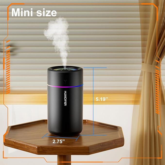 Mini Humidifier, USB Personal Desktop Humidifier for RV, Office, Bedroom etc. Auto Shut-Off, 2 Mist Modes, Super Quiet - (White)