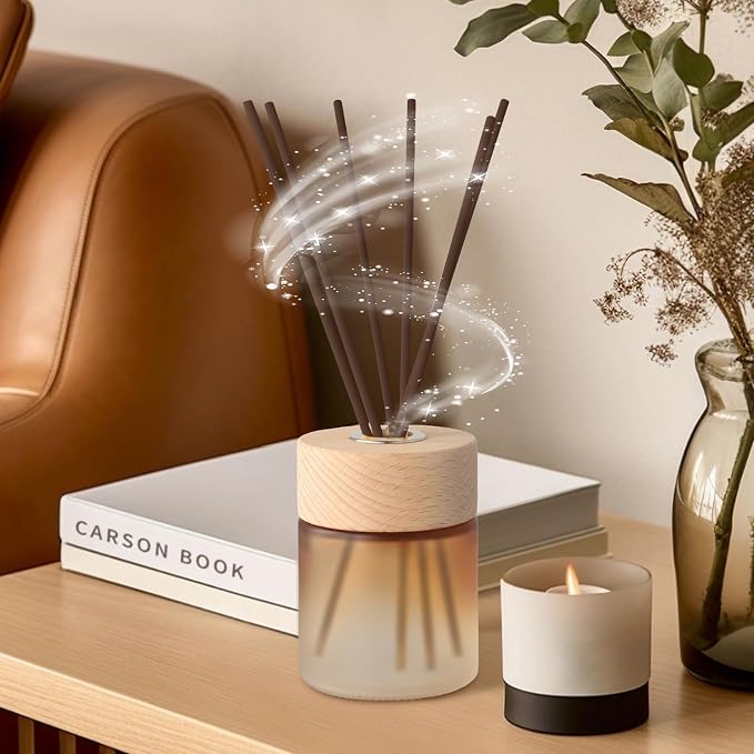 10inch Diffuser Replacement Sticks - 60Pcs Fiber Reed Fragrance Sticks Refill for Home and Bathroom - Rattan Essential Oil Sticks for Scented Diffuser