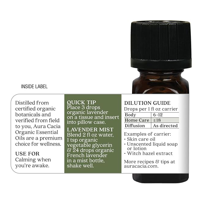 Aura Cacia Organic French Lavender, 0.25 FZ