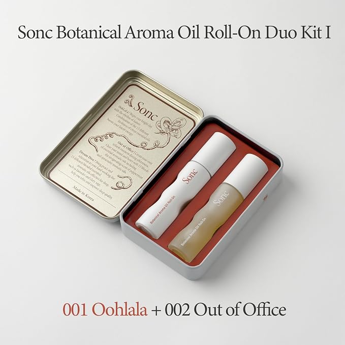 Sonc Botanical Aroma Oil Roll-On Duo Kit (Pack of 2) (Duo KIT I : 001 Oohlala + 002 Out of Office) | Bergamot + Peppermint | Dual Portable Aroma Oils for Mood, Rest & Daily Rituals