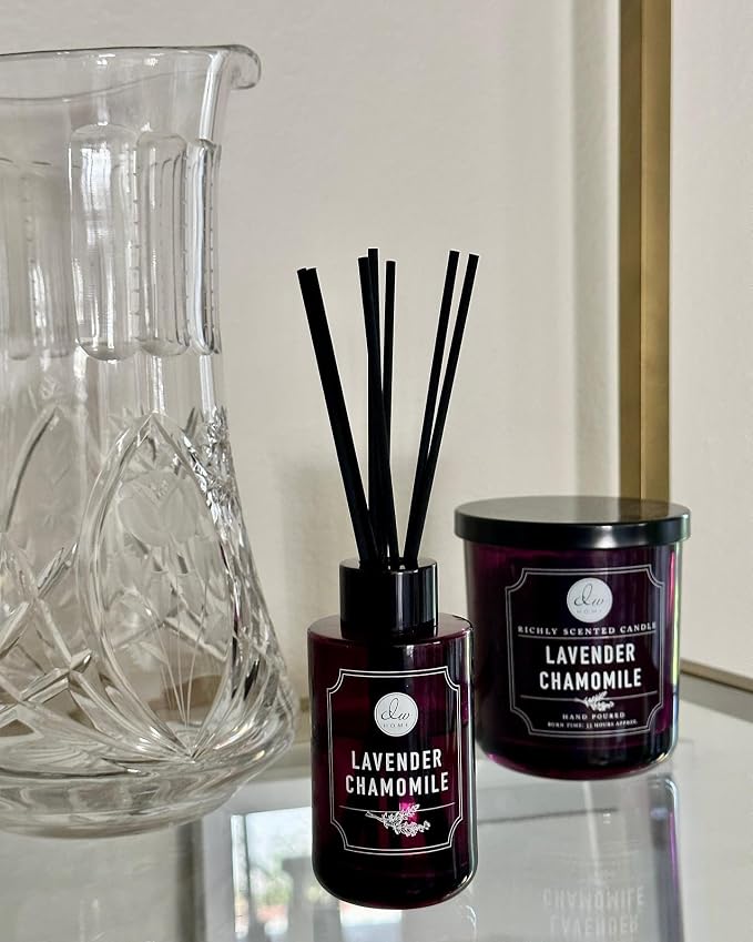 DW Home Richly Scented Candle Lavender Chamomile in Large Purple Tumbler with Wooden Lid, 11.5 oz