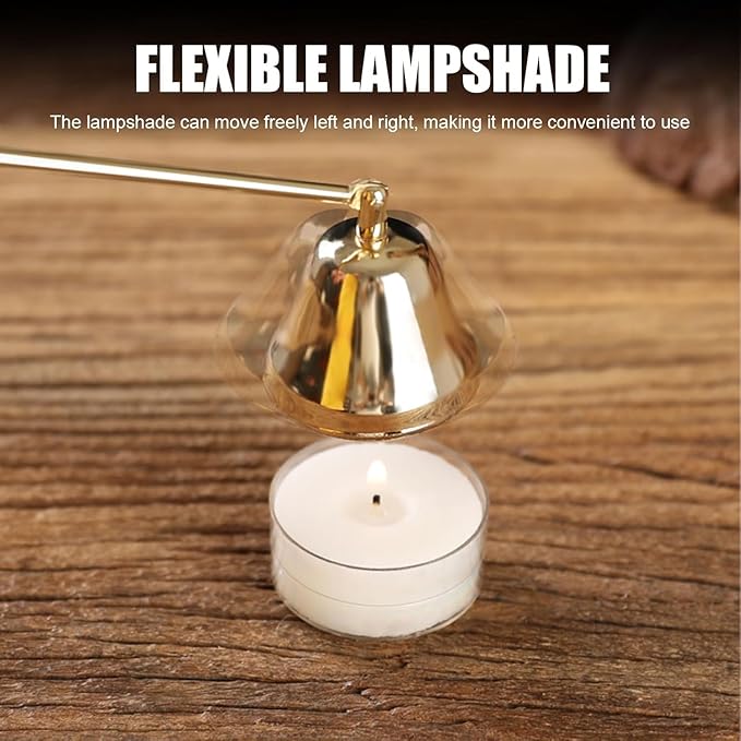 Candle Snuffer Extinguisher with Long Handle, Stainless Steel Wick Flame Snuffer for Putting Out Wick Flame Safely (Gold Accessory)