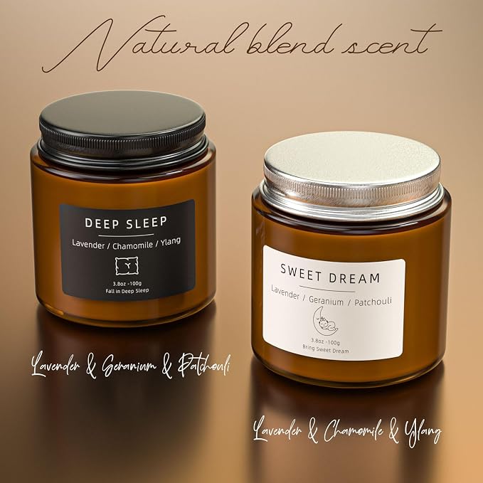 Birthday Gifts for Women, BOYUJK Sleep Candle Gifts for Women, Lavender Scented Candles Gift Set for Anxiety, Scented Candles Promotes Sleep and Relieves Stress, Relaxation Gift for Men