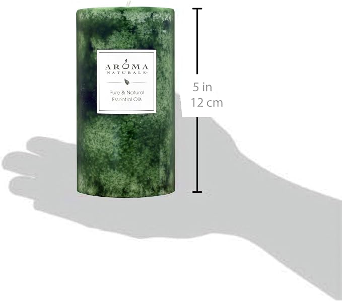 Aroma Naturals Holiday Juniper, Spruce and Basil Essential Oil Pillar Candle, Fresh Forest, 2.75 inch x 5 inch