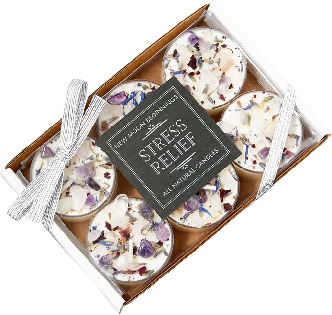 New Moon Beginnings Lavender Scented Stress Relief Candle - Set of 6 Tealights