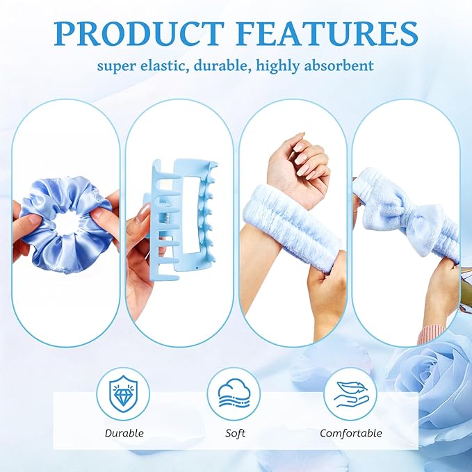 Self Care Gift Set for Women, Blue Cozy Box | Plush satin feel, relaxing rest, easy beauty prep, warm lounging, spa nights, travel, birthdays, for mom, wife, girlfriend