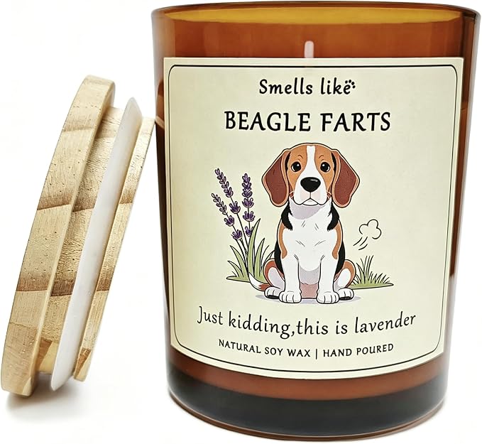 Beagle Gifts for Women - Dog Mom Candle Decor Beagle Farts Candle Themed Gifts for Women for Pet Lovers Crafted by Natural Soy Wax Lavender Scented Candle