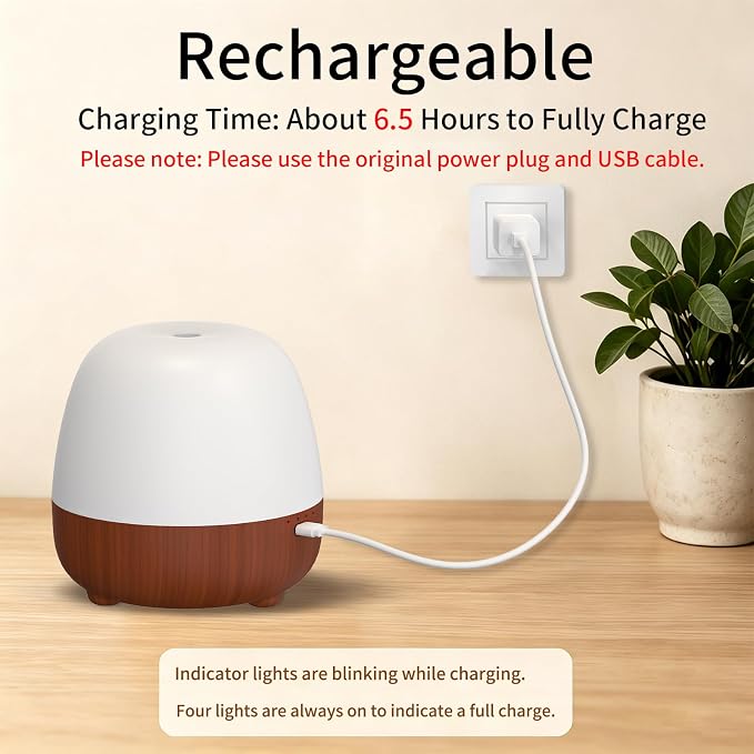 SPLITSKY Cordless Essential Oil Diffuser 150ML, Portable Rechargeable Diffuser with 7-Color LED Light, 2 Mist Modes, Quiet Operation and Auto-Off, 3 Timer Settings, for Home, Office, Outdoor