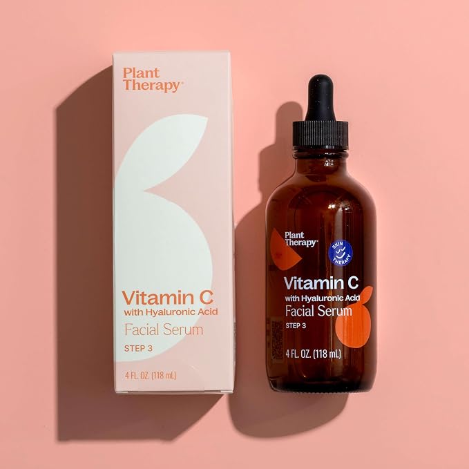 Plant Therapy Facial Serum with Vitamin C & Hyaluronic Acid 4 oz with Hyaluronic Acid, Ferulic Acid, and Vitamin E, Reduces the Appearance of Fine Lines & Wrinkles