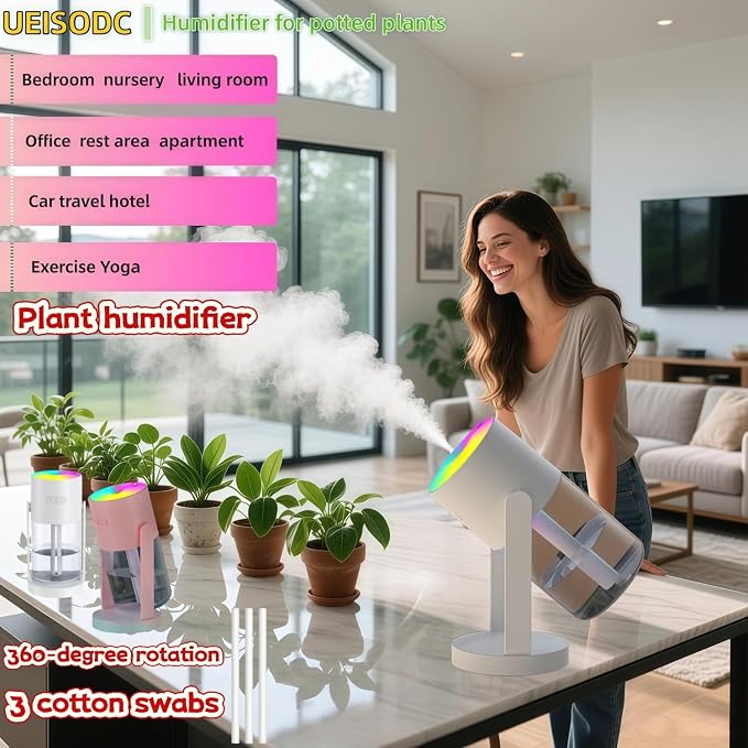 Bedroom LED Humidifier, SPA Essential Oil Diffuser, USB Car Aromatherapy Diffuser, with Auto-Shutoff, Rotatable Design, Quiet Operation, Easy Filling, and Eco-Friendly Cleaning
