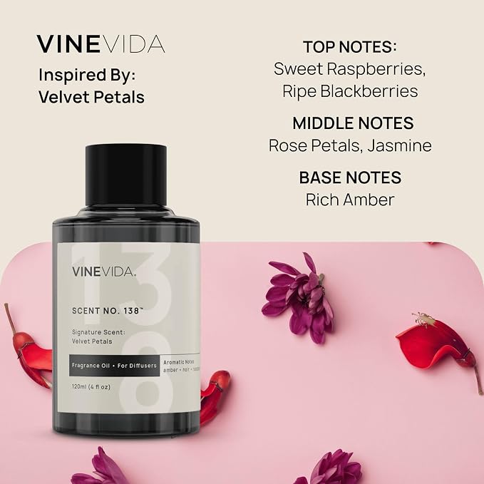 VINEVIDA [4 Oz] Inspired by: Velvet Petals; Diffuser Oil Refill | Premium Scent Diffuser Oil for Home | Non-Toxic Fragrance