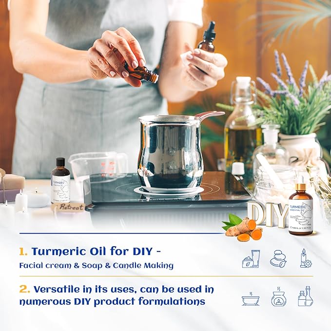 HIQILI 100ML Turmeric Oil for Face Skin Care, Aromatherapy, Use After Dilution- 3.38 Fl Oz