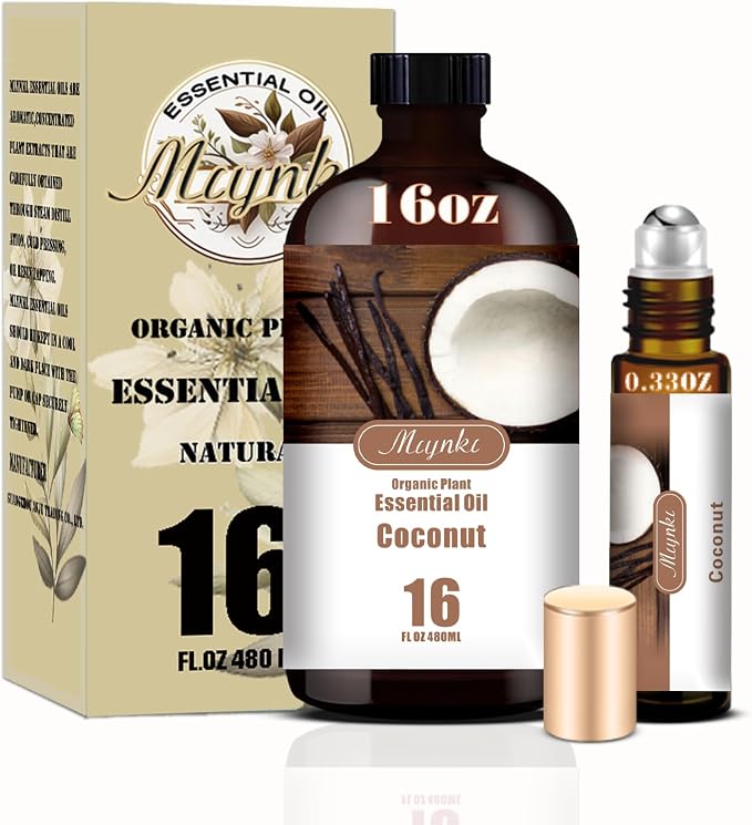 Coconut Essential Oil, Coconut Oil for Skin Care, Massage, Diffuser, Humidifier, DIY Soap, Candle, Hair Care, Gift Ready,Coconut Fragrance Oil - MLYNKL Essential Oils (16.33 fl oz / 490ml)