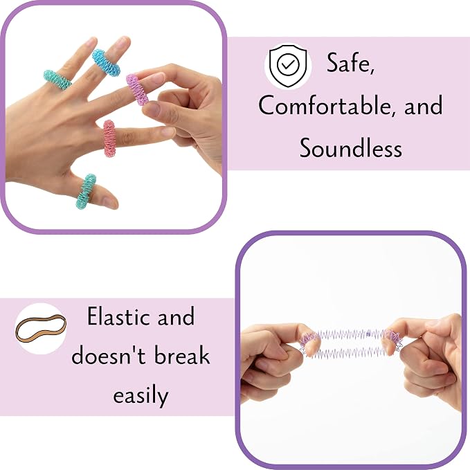 Mr. Pen- Spiky Sensory Rings, 10 Pack, Pastel Colors | Stress Relief Fidget Sensory Toys, Fidget Ring for Anxiety, Massager, Individuals with BFRB, ADHD and Attention Disorder