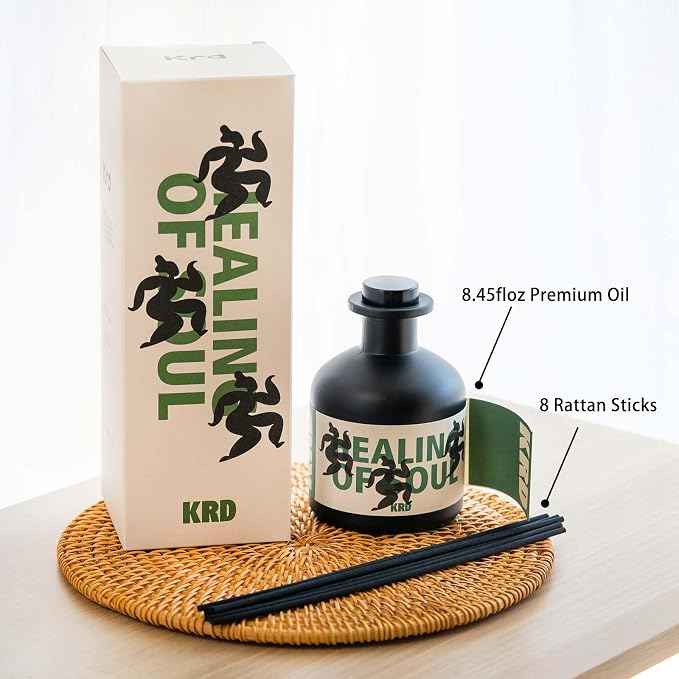 KRD Large Aromatherapy Diffuser Amber Moss, 8.45 fl oz Premium Scented Oil, Relaxing Living Room Air Freshener Value Size